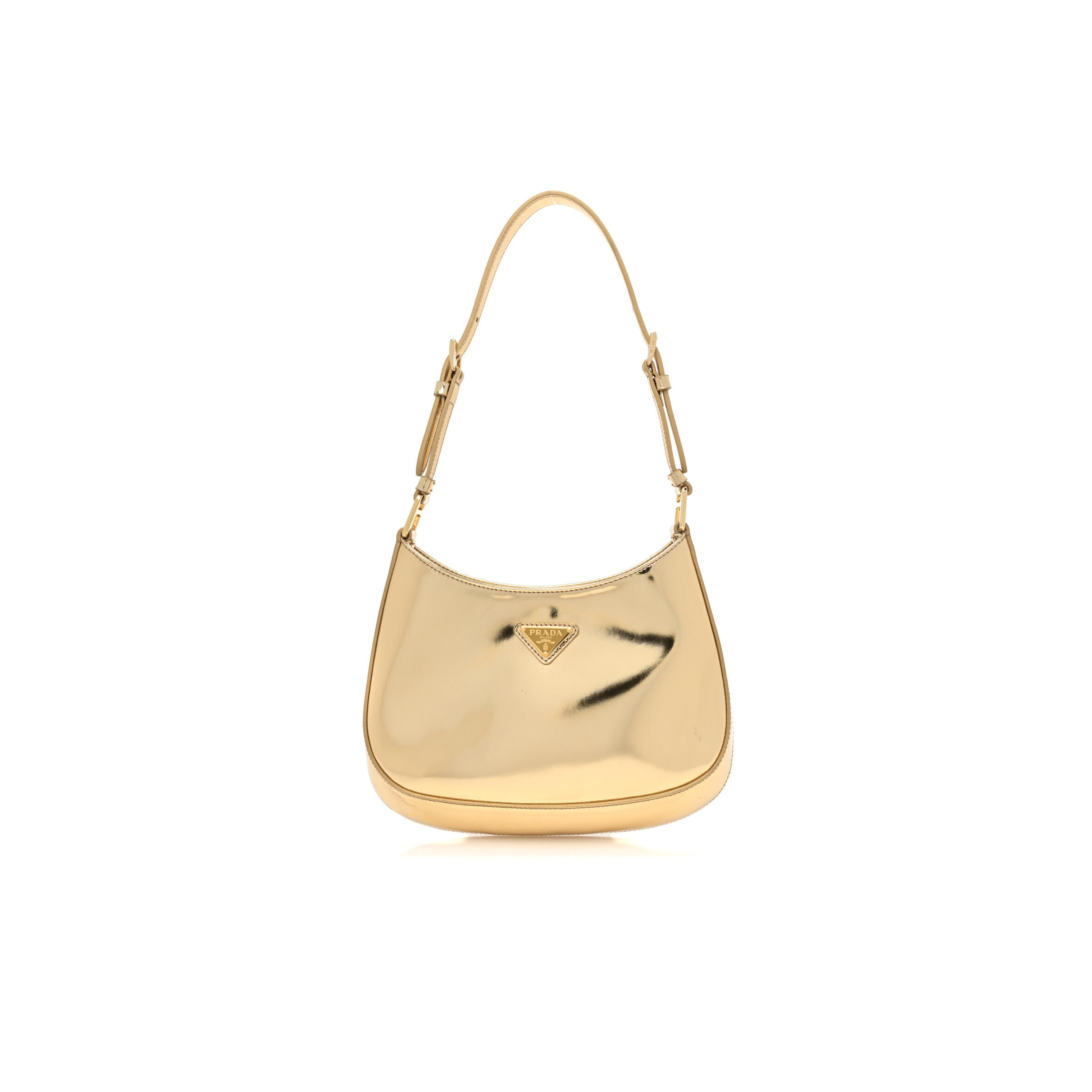 PRADA SPAZZOLATO CLEO ADJUSTABLE STRAP SHOULDER BAG PLATINO 1BC169 (22*18.5*4.5cm)